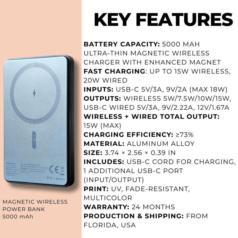 Slim Magnetic Wireless Power Bank 5000mAh thumbnail 4